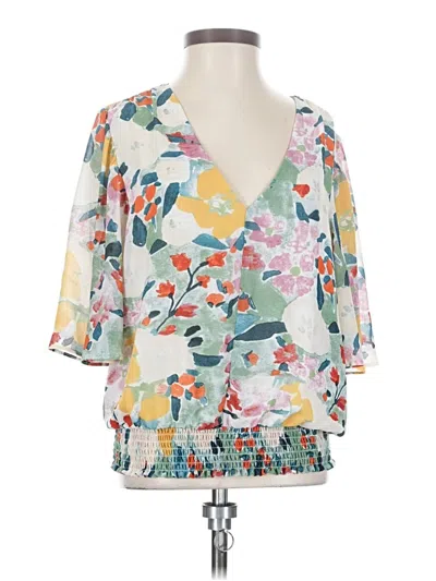 Pre-owned Melloday 3/4 Sleeve Blouse In White