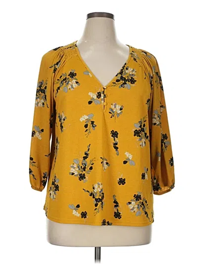 Pre-owned Melloday 3/4 Sleeve Blouse In Yellow