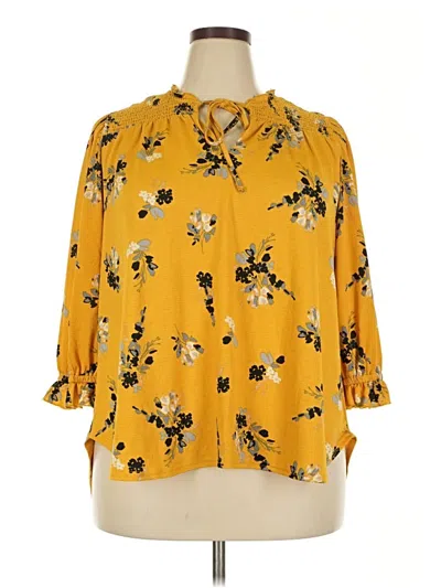 Pre-owned Melloday 3/4 Sleeve Blouse In Yellow