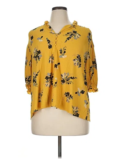 Pre-owned Melloday 3/4 Sleeve Blouse In Yellow