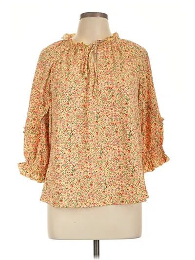 Pre-owned Melloday 3/4 Sleeve Blouse In Yellow