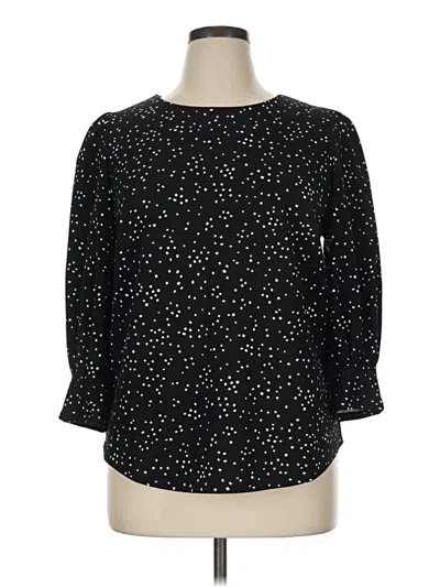 Pre-owned Melloday 3/4 Sleeve Top Black Stars Pattern Crew Neck Tops