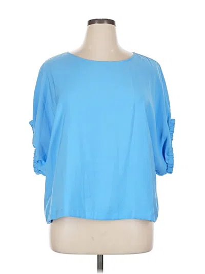 Pre-owned Melloday 3/4 Sleeve Top Blue Boatneck Tops