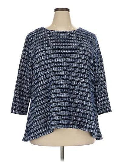 Pre-owned Melloday 3/4 Sleeve Top Blue Boatneck Tops