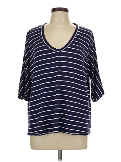 Pre-owned Melloday 3/4 Sleeve Top Blue V-neck Tops