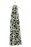 MELLODAY MELLODAY ABSTRACT MAXI HALTER DRESS