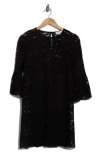 Melloday Bell Sleeve Lace Minidress In Black