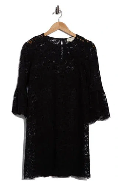 Melloday Bell Sleeve Lace Minidress In Black