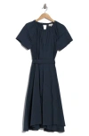 Melloday Belted Front Tuck Dress In Blue