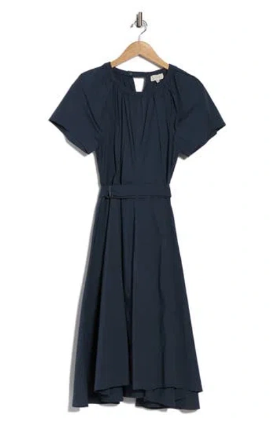 Melloday Belted Front Tuck Dress In Blue