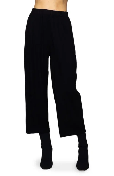 Melloday Brushed Crop Pants In Black