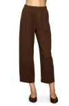 Melloday Brushed Crop Pants In Brown