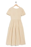 Melloday Bubble Sleeve Tiered Midi Dress In Neutral