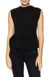 Melloday Buckle Front Extended Sleeve Top In Black