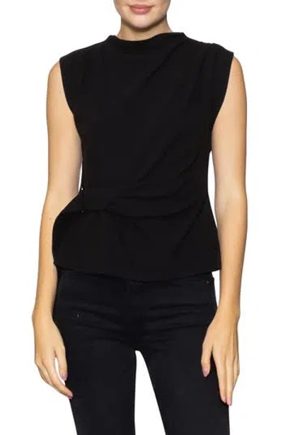 Melloday Buckle Front Extended Sleeve Top In Black