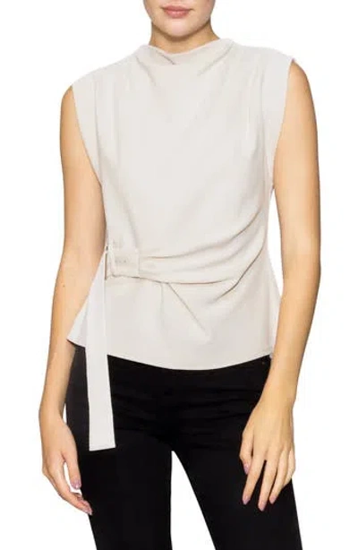 Melloday Buckle Front Extended Sleeve Top In White