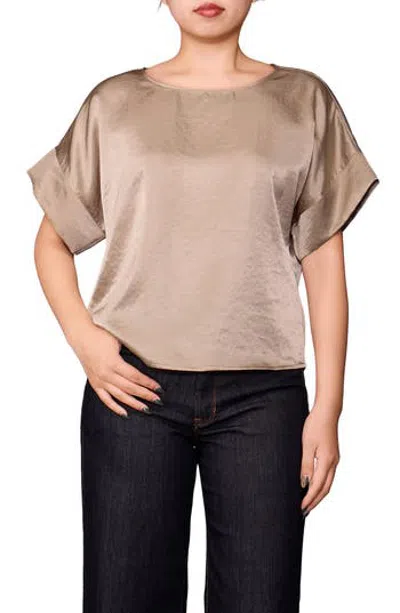 Melloday Dolman Sleeve Top In Brown