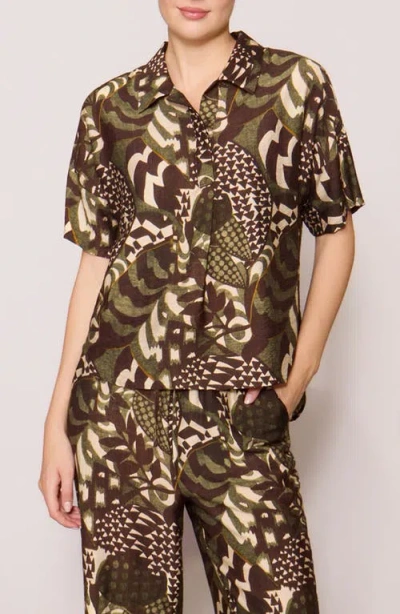 Melloday Easy Woven Pullover Shirt In Multi