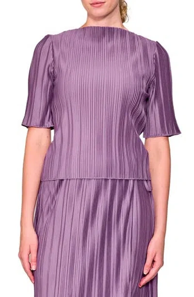 Melloday Elbow Sleeve Plissé Top In Purple