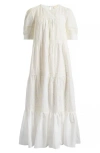 Melloday Eyelet Tiered Maxi Sundress In White