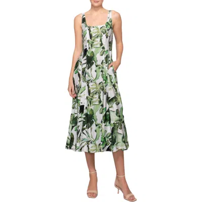 Melloday Fit & Flare Midi Sundress In Green