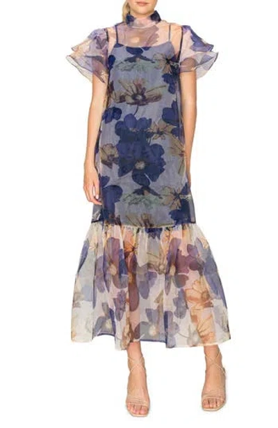 Melloday Floral Chiffon Maxi Dress