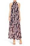 Melloday Floral Chiffon Maxi Dress In Black