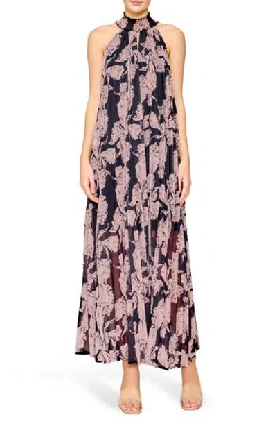 Melloday Floral Chiffon Maxi Dress In Multi