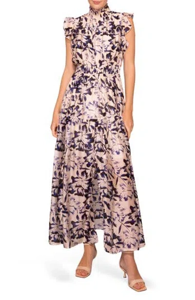 Melloday Floral Flutter Sleeve Maxi Dress In Multi