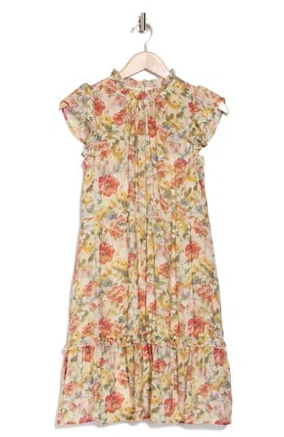 Melloday Floral Flutter Sleeve Tiered Dress