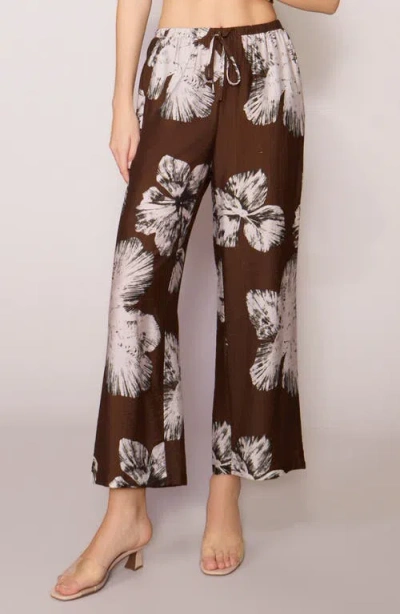 Melloday Floral Print Ankle Pants In Brown