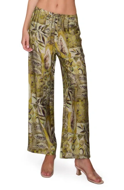 Melloday Floral Print Ankle Pants In Green