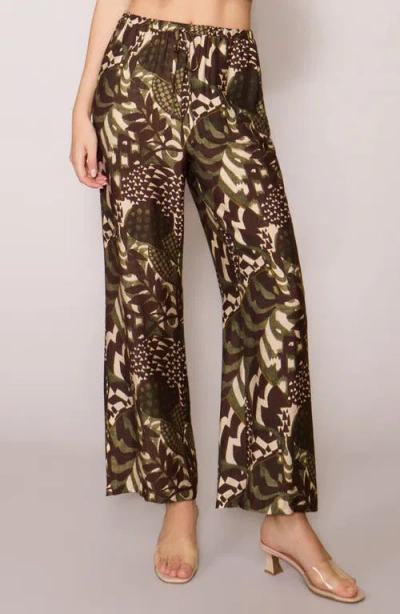 Melloday Floral Print Ankle Pants In Green