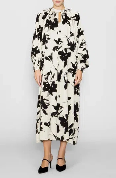 Melloday Floral Print Long Sleeve Maxi Dress In Multi