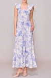 Melloday Floral Print Maxi Dress In Blue