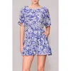Melloday Floral Print Minidress In Blue