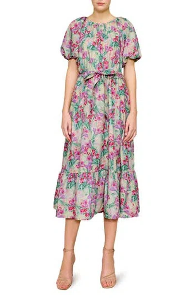 Melloday Floral Print Poplin Midi Dress