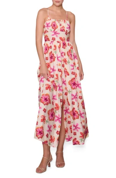Melloday Floral Print Sleeveless Maxi Dress In Multi