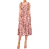 Melloday Floral Ruffle Tiered Midi Dress In Pink