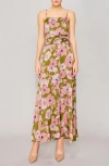 Melloday Floral Satin Maxi Dress