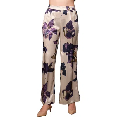 Melloday Floral Satin Pants In Multi