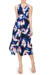 MELLODAY MELLODAY FLORAL SLEEVELESS MIDI SHIRTDRESS