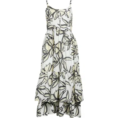 Melloday Floral Sweetheart Neck Tiered Dress In Animal Print