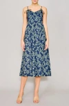 Melloday Floral Tie Strap Midi Dress In Teal Floral