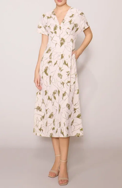 Melloday Floral V-neck Midi Dress In Multi