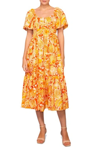 Melloday Flutter Sleeve Dress In Multi