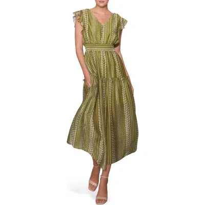 Melloday Flutter Sleeve Maxi Dress In Brown