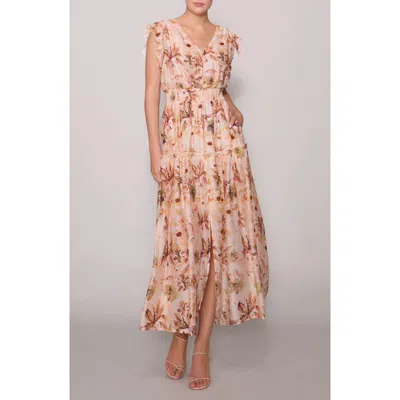 Melloday Flutter Sleeve Maxi Dress In Multi