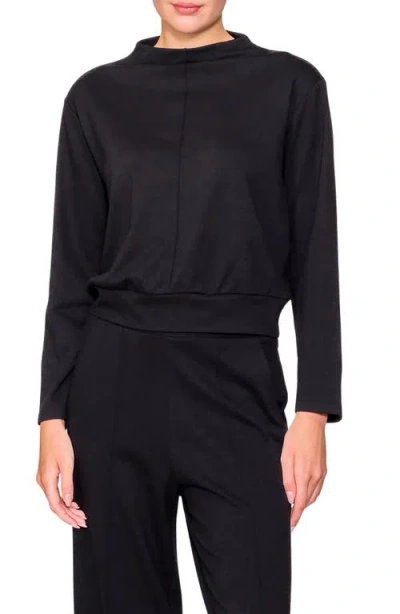 Melloday Funnel Neck Pullover In Black