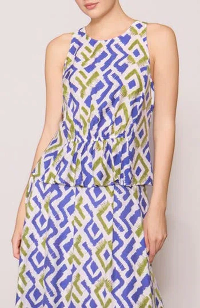 Melloday Geo Print Faux Peplum Tank In Multi